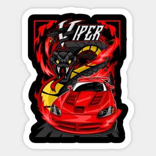 DODGE VIPER SRT 10-RED WITH SNAKE BACKGROUND Sticker